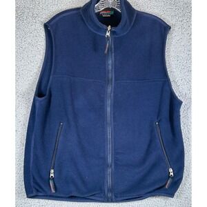 Layers Mens Navy Blue Fleece Vest Full Zip Pockets Outdoor Casual Size M